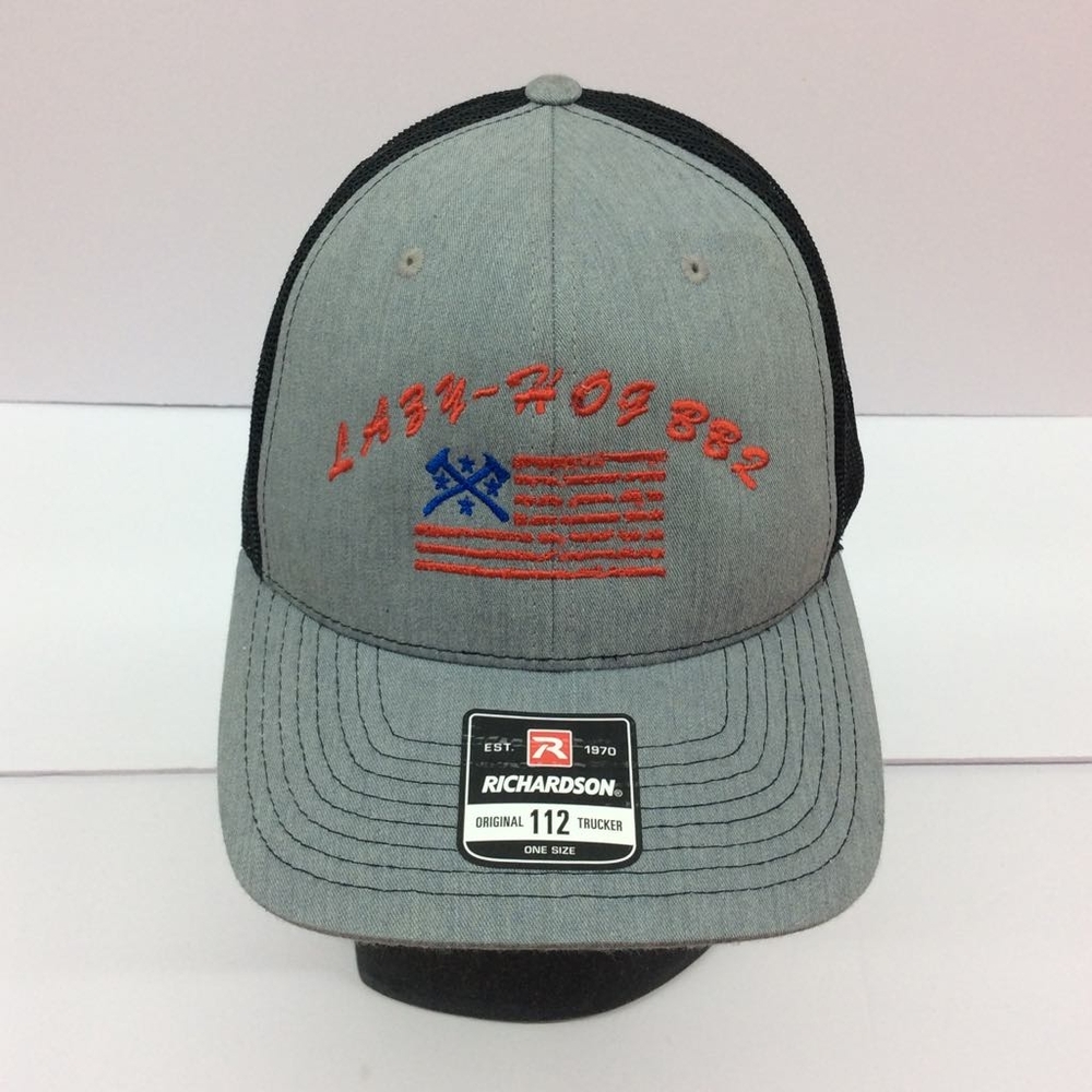 Ricardson 112 Gray Lazy Hog BBQ Flag Trucker Snap Back Hat Cap Brand New OSFM
